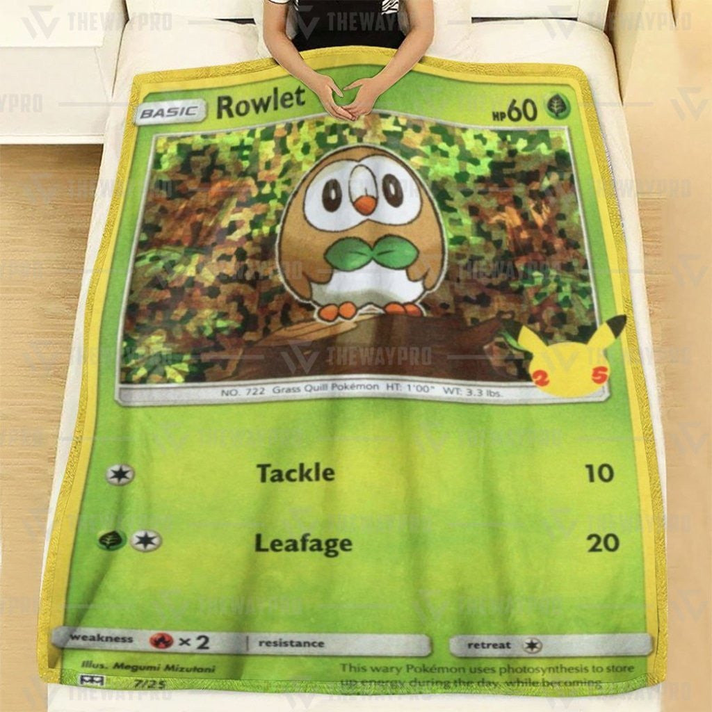 Anime Pkm Rowlet Custom Soft Blanket