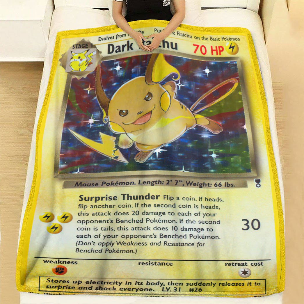 Anime Pkm Dark Raichu Legendary Collection Custom Soft Blanket