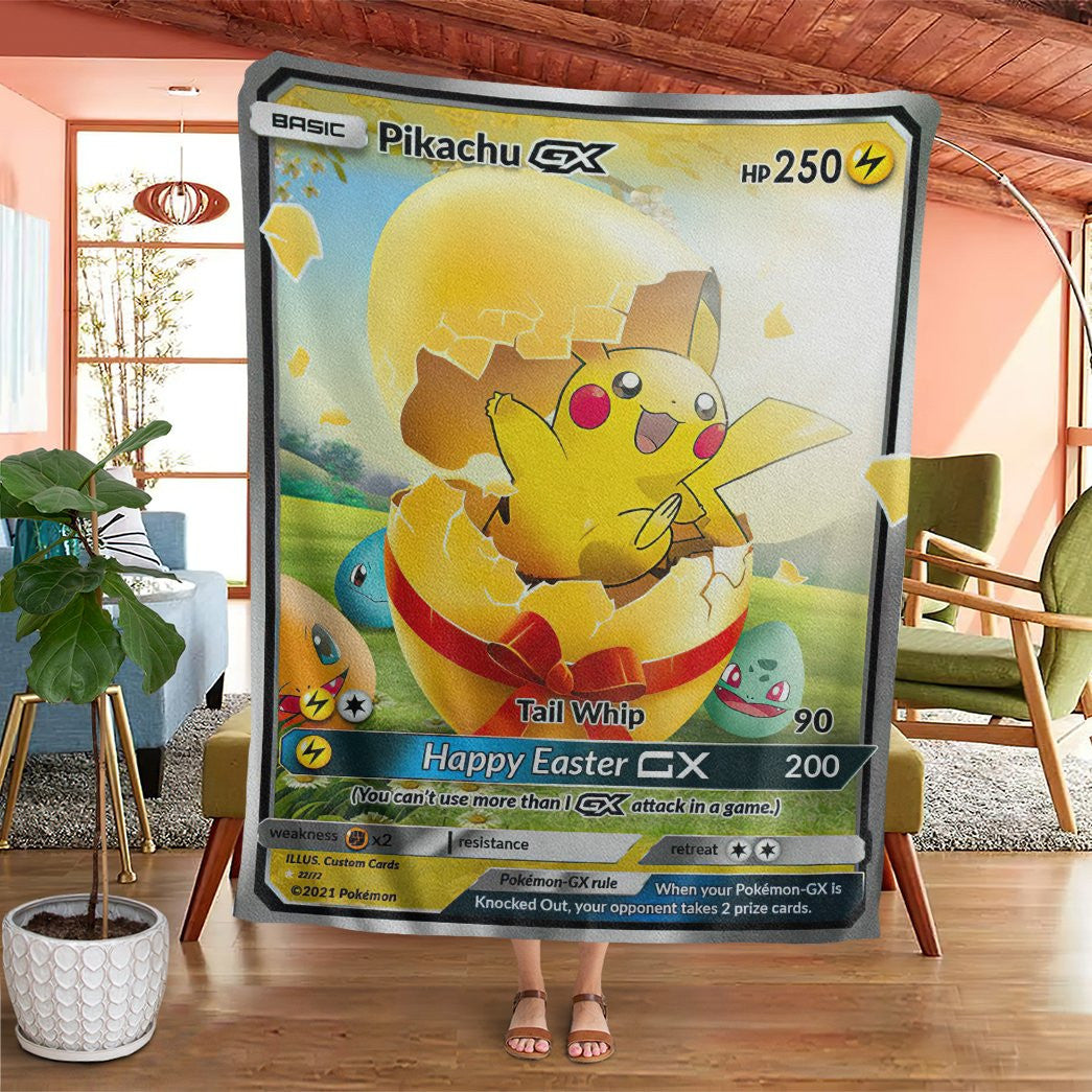 Anime Pkm Easter Pikachu Gx! Custom Soft Blanket