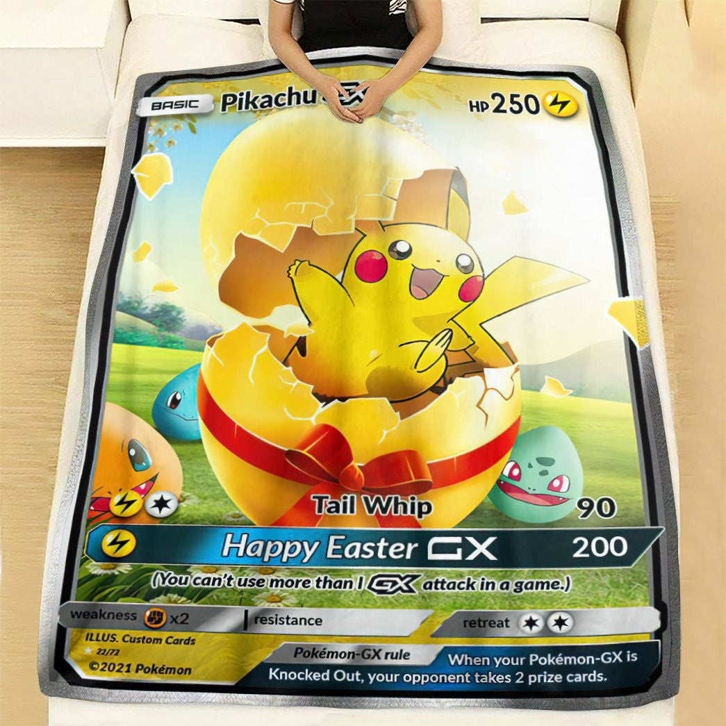 Anime Pkm Easter Pikachu Gx! Custom Soft Blanket