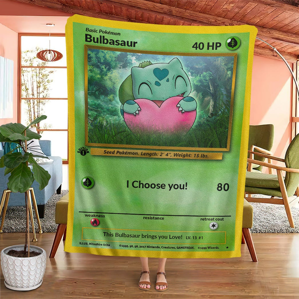 Anime Pkm Bulbasaur I Choose You Custom Soft Blanket