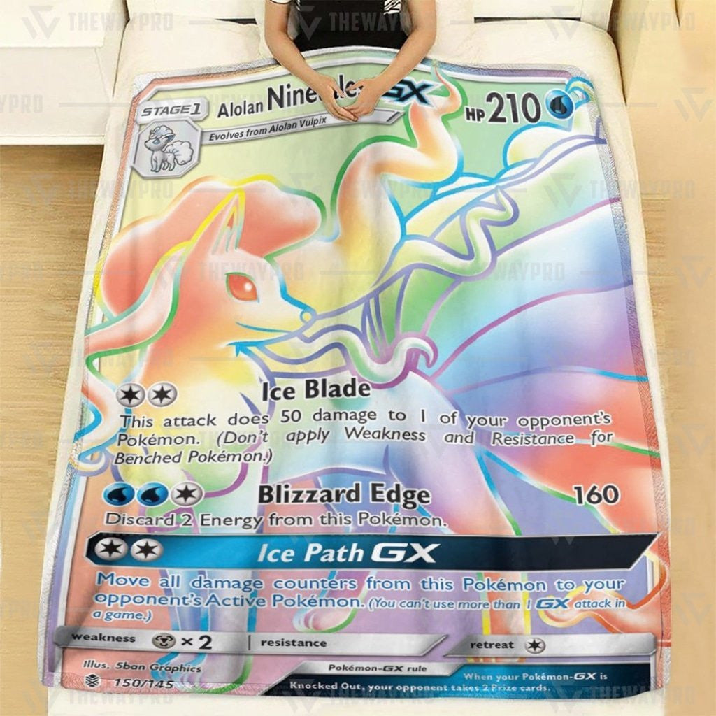 Anime Pkm Alolan Ninetales Gx Guardians Rising Custom Soft Blanket