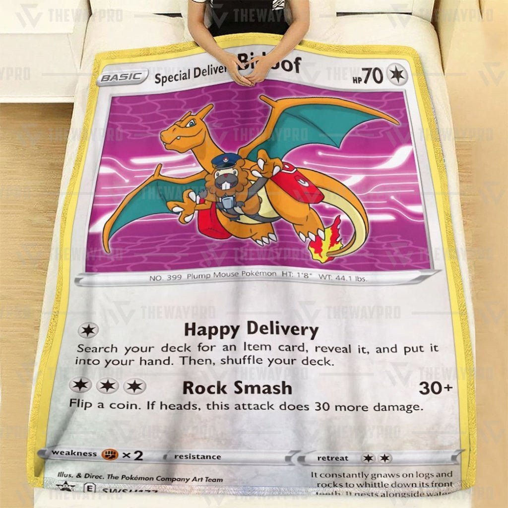 Anime Pkm Special Delivery Bidoof Custom Soft Blanket