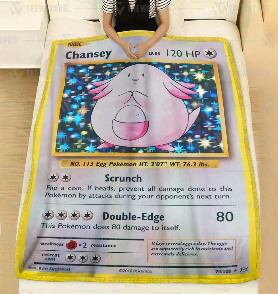 Anime Pkm Chansey Custom Soft Blanket