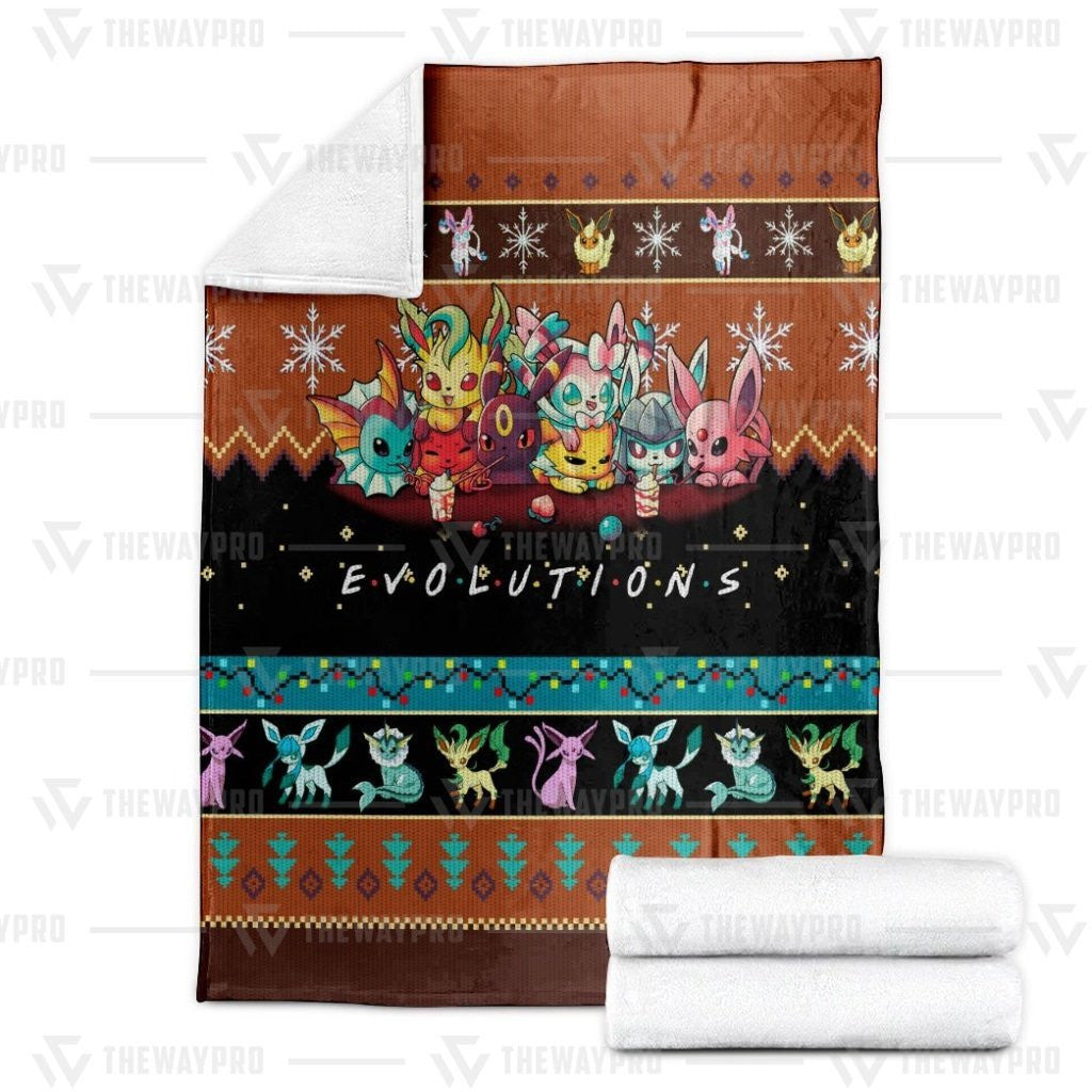 Anime Pkm Evolutions Custom Soft Blanket