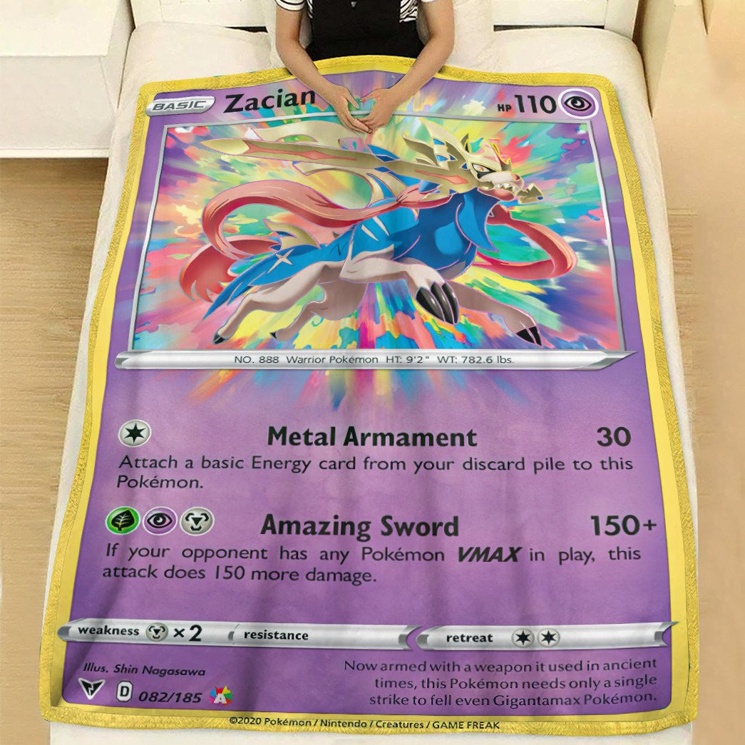 Anime Pkm Zacian Vivid Voltage Custom Soft Blanket