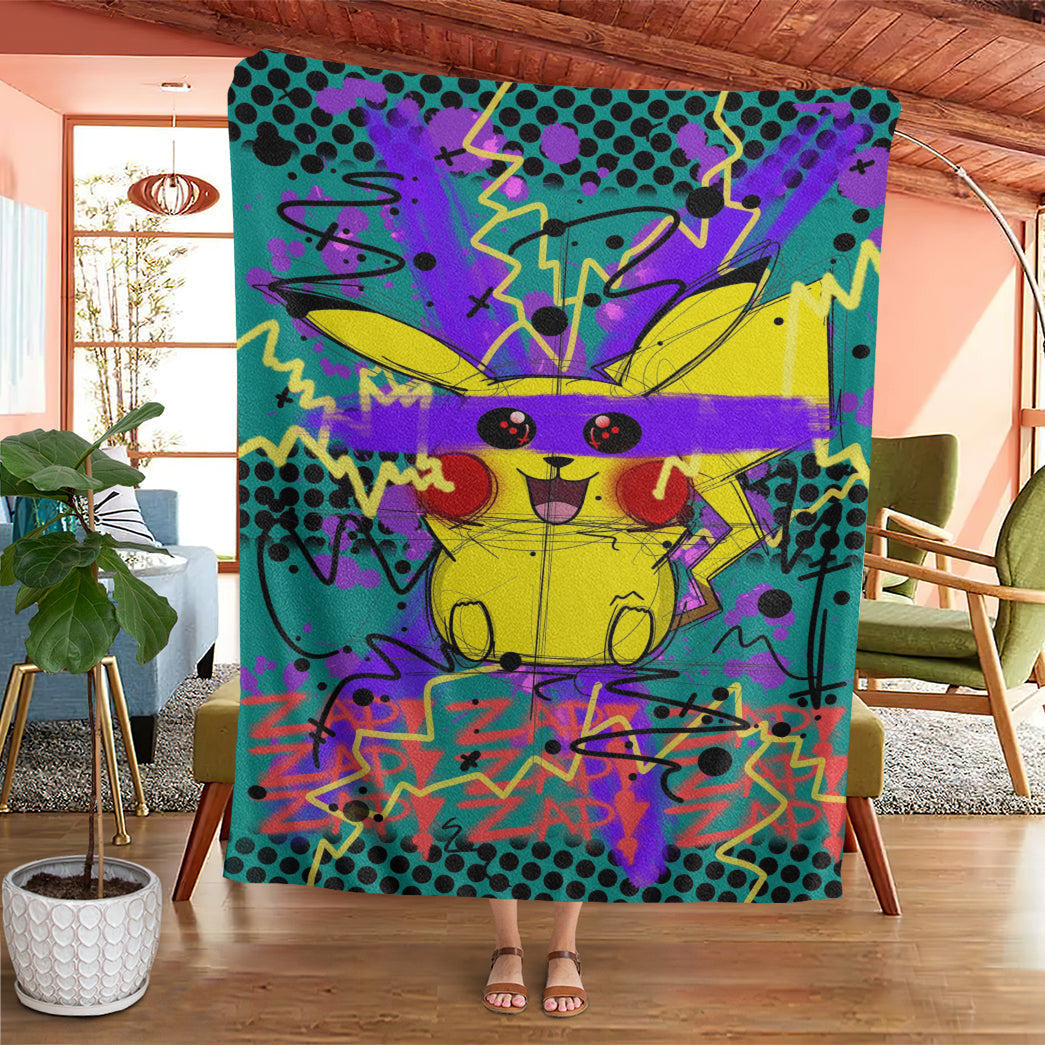 Anime Custom Pikachu Art Soft Blanket