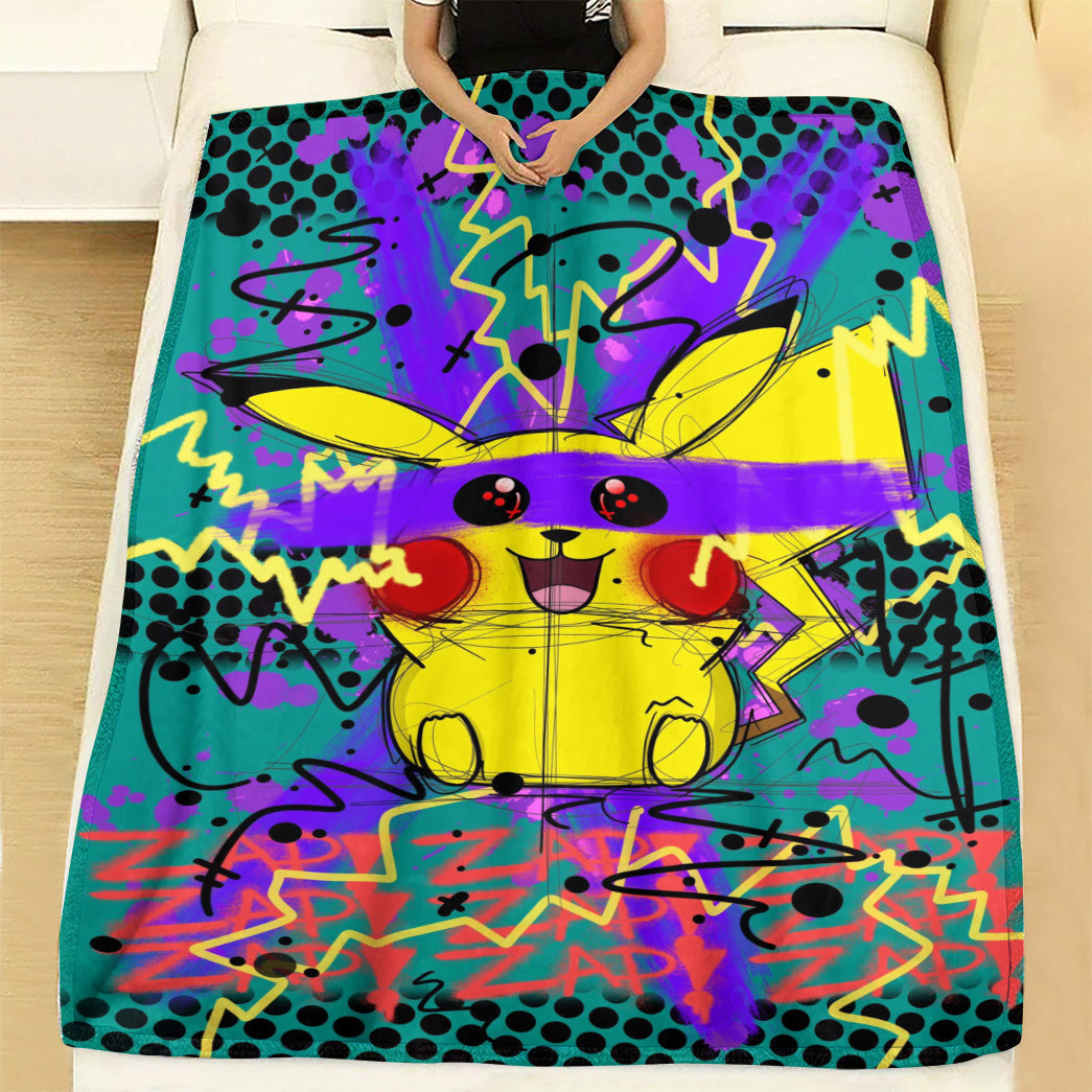 Anime Custom Pikachu Art Soft Blanket