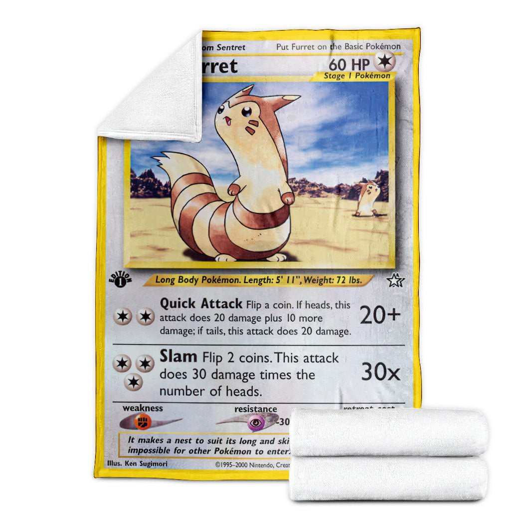 Anime Pkm Furret Neo Genesis Custom Soft Blanket