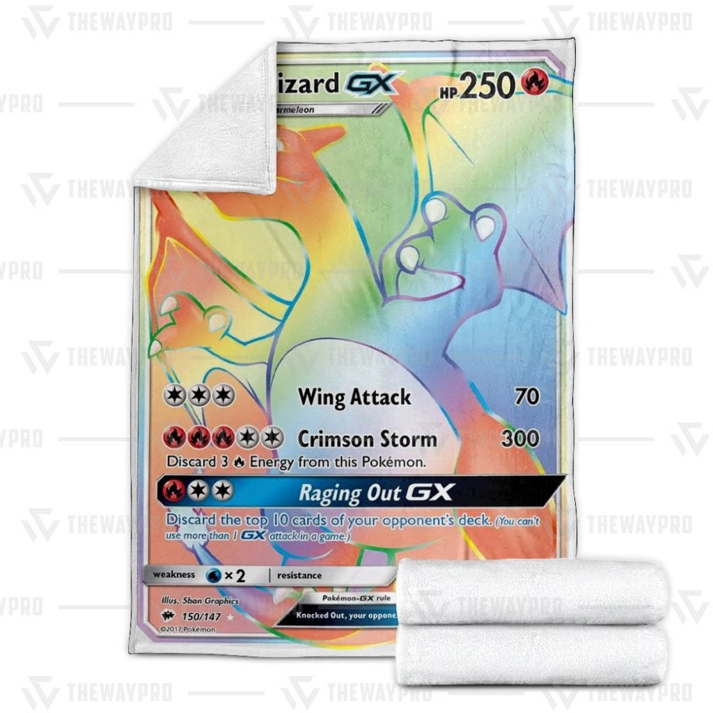 Anime Pkm Charizard-Gx Custom Soft Blanket