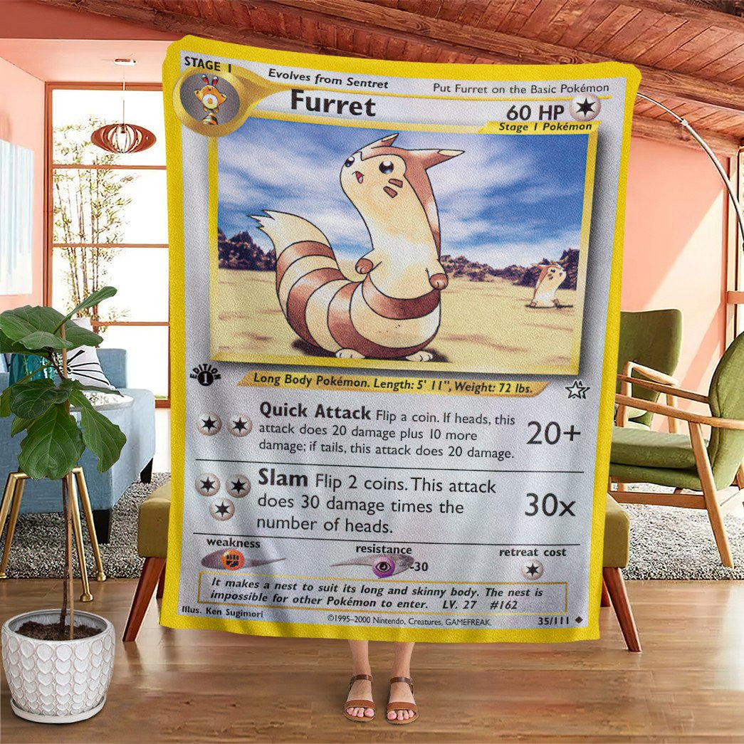 Anime Pkm Furret Neo Genesis Custom Soft Blanket