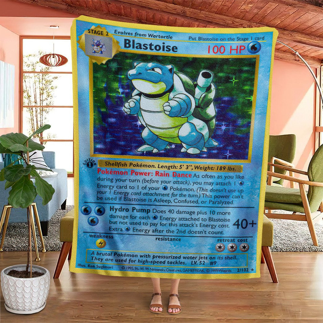 Anime Pkm Blastoise First Edition Custom Soft Blanket