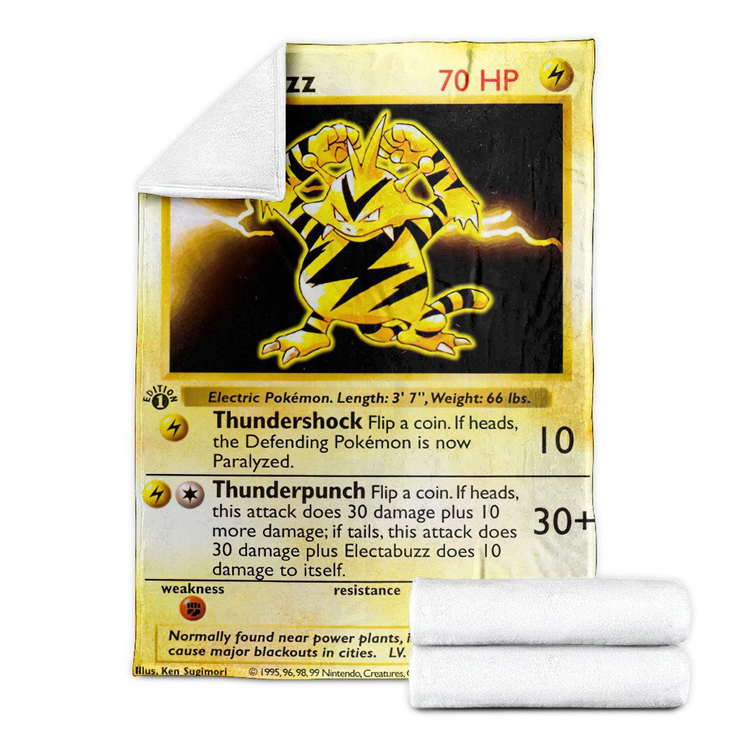 Anime Pkm Electabuzz Base Set Custom Soft Blanket