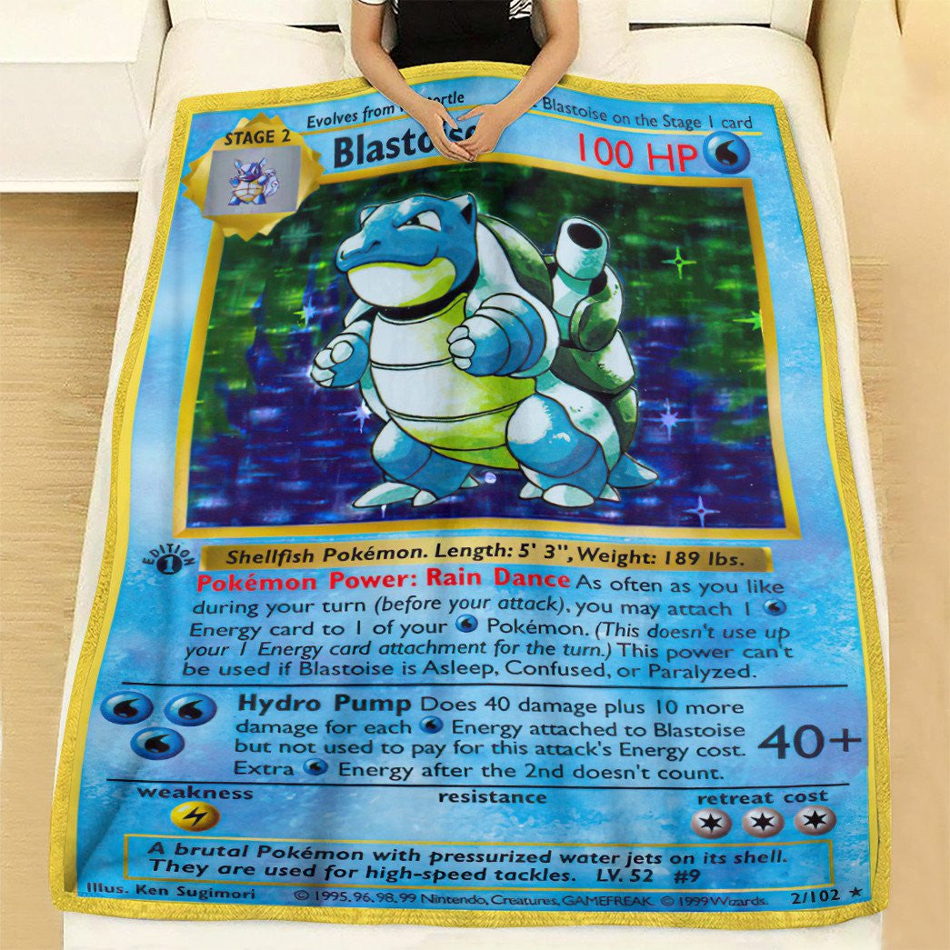 Anime Pkm Blastoise First Edition Custom Soft Blanket