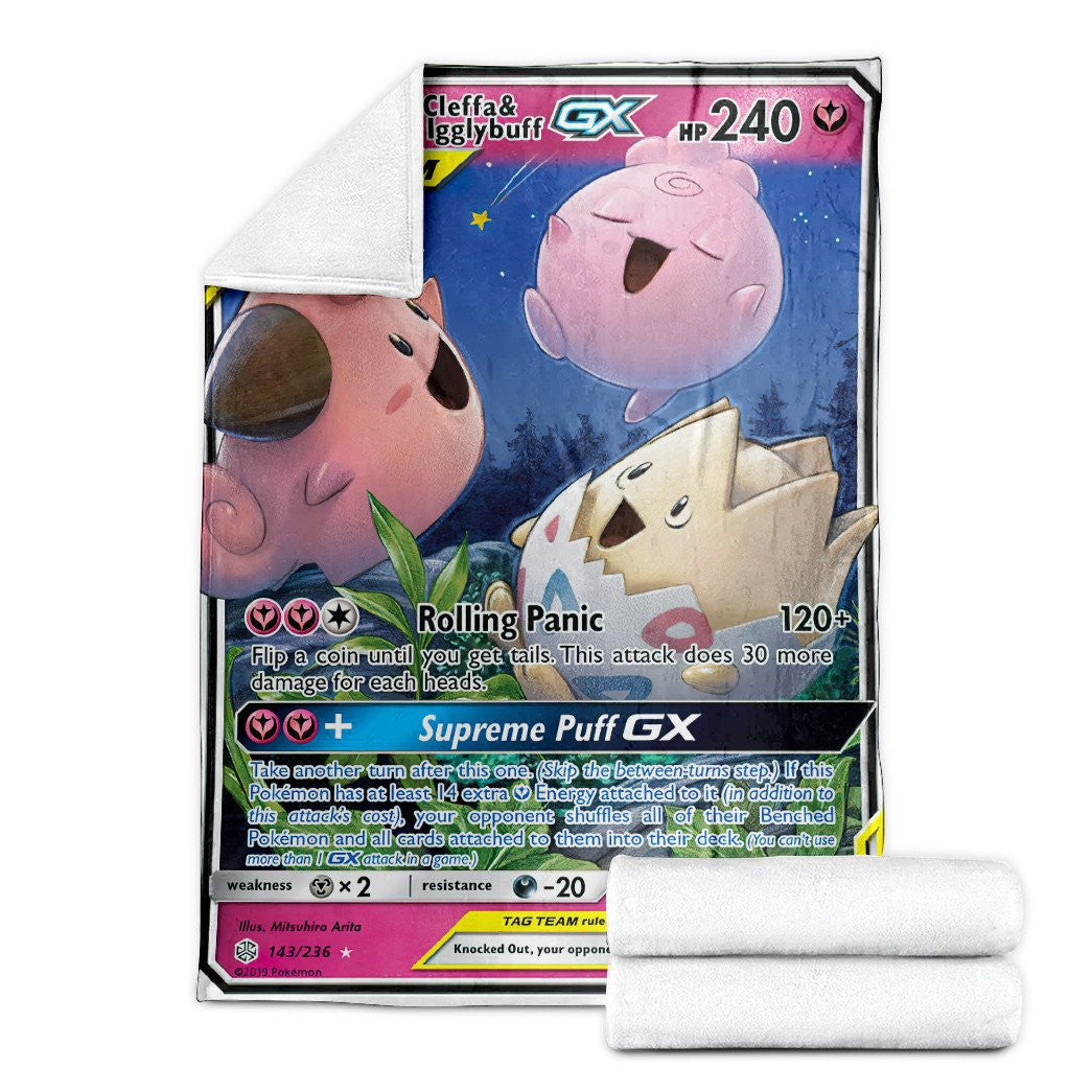 Anime Pkm Togepi & Cleffa Igglybuff-Gx Cosmic Eclipse Custom Soft Blanket