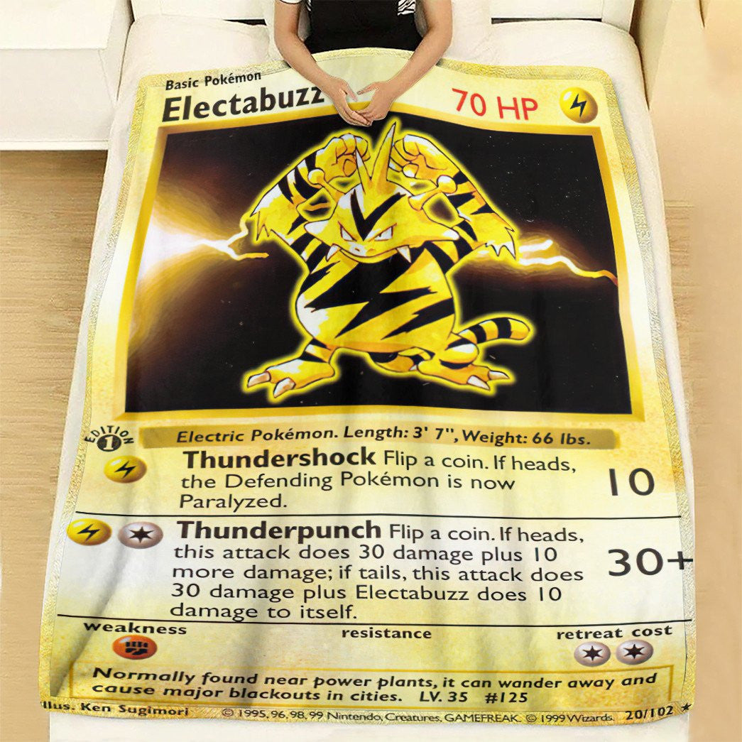 Anime Pkm Electabuzz Base Set Custom Soft Blanket