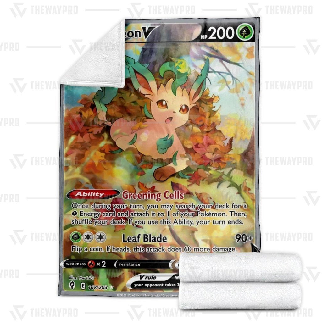 Anime Pkm Leafeon Custom Soft Blanket