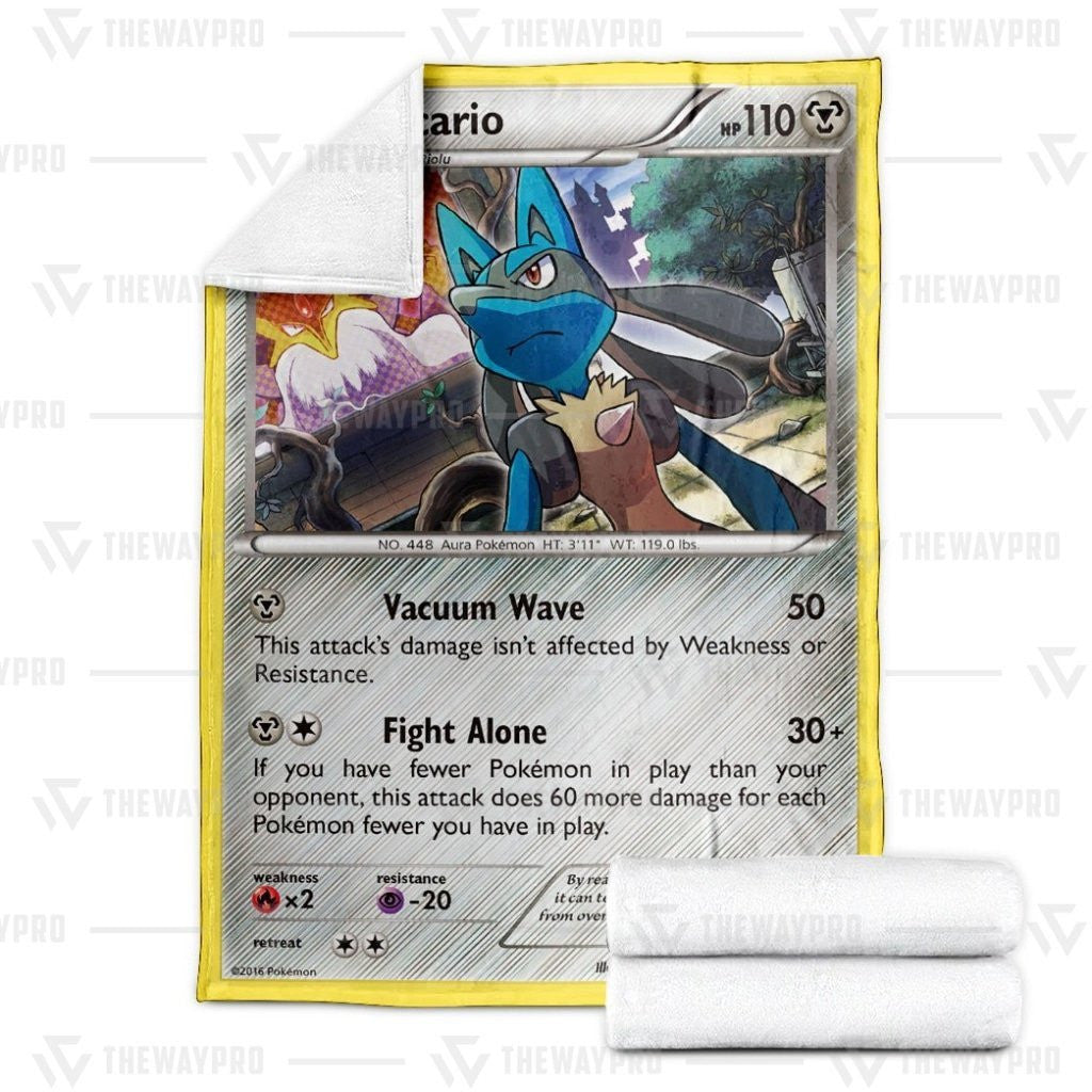 Anime Pkm Lucario Xy Fates Collide Custom Soft Blanket