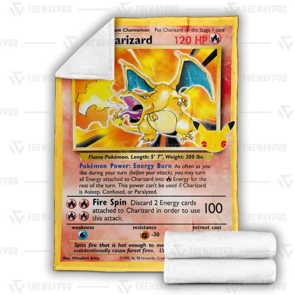 Anime Pkm Pokemon Charizard Celebrations Custom Soft Blanket