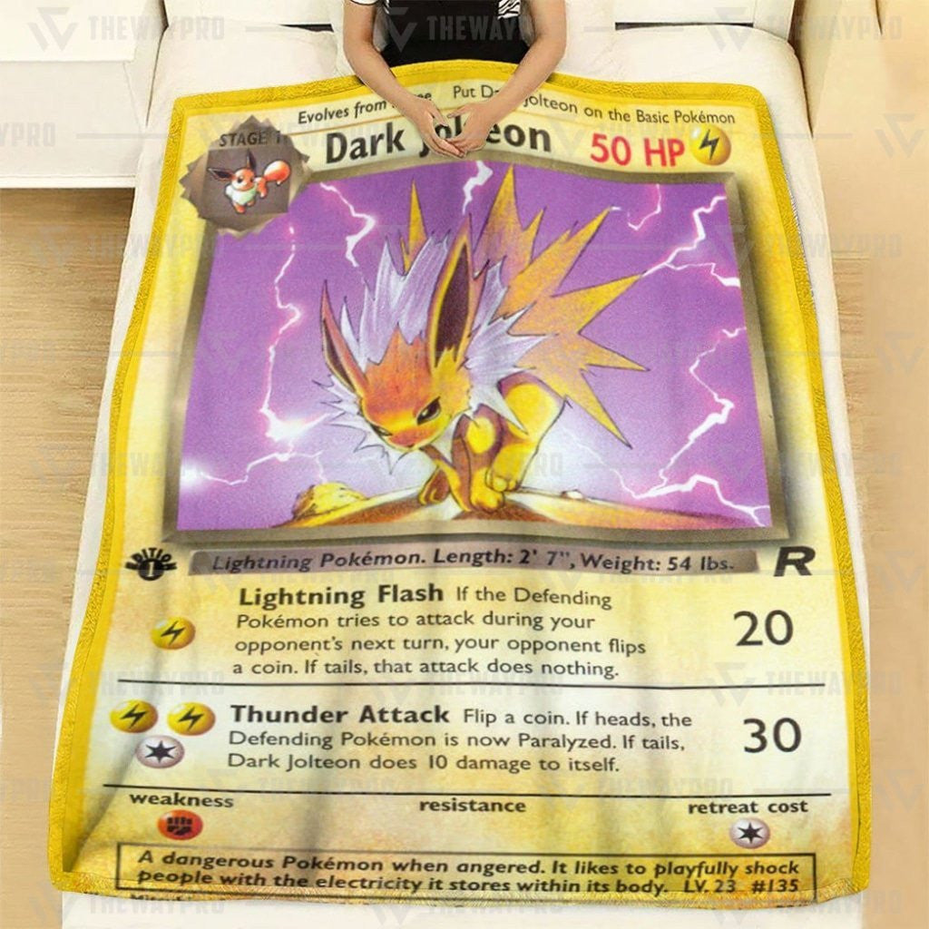 Anime Pkm Dark Jolteon 1St Edition Custom Soft Blanket