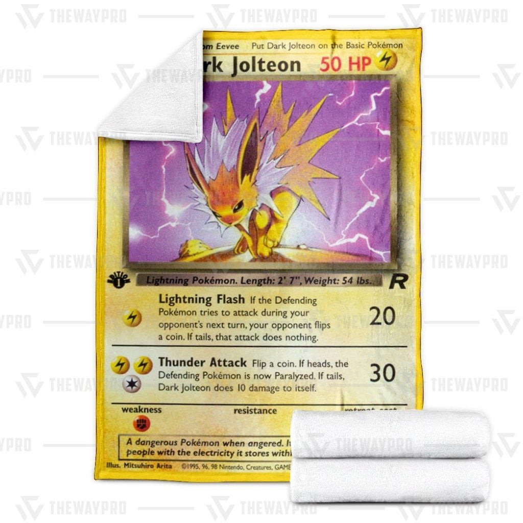 Anime Pkm Dark Jolteon 1St Edition Custom Soft Blanket