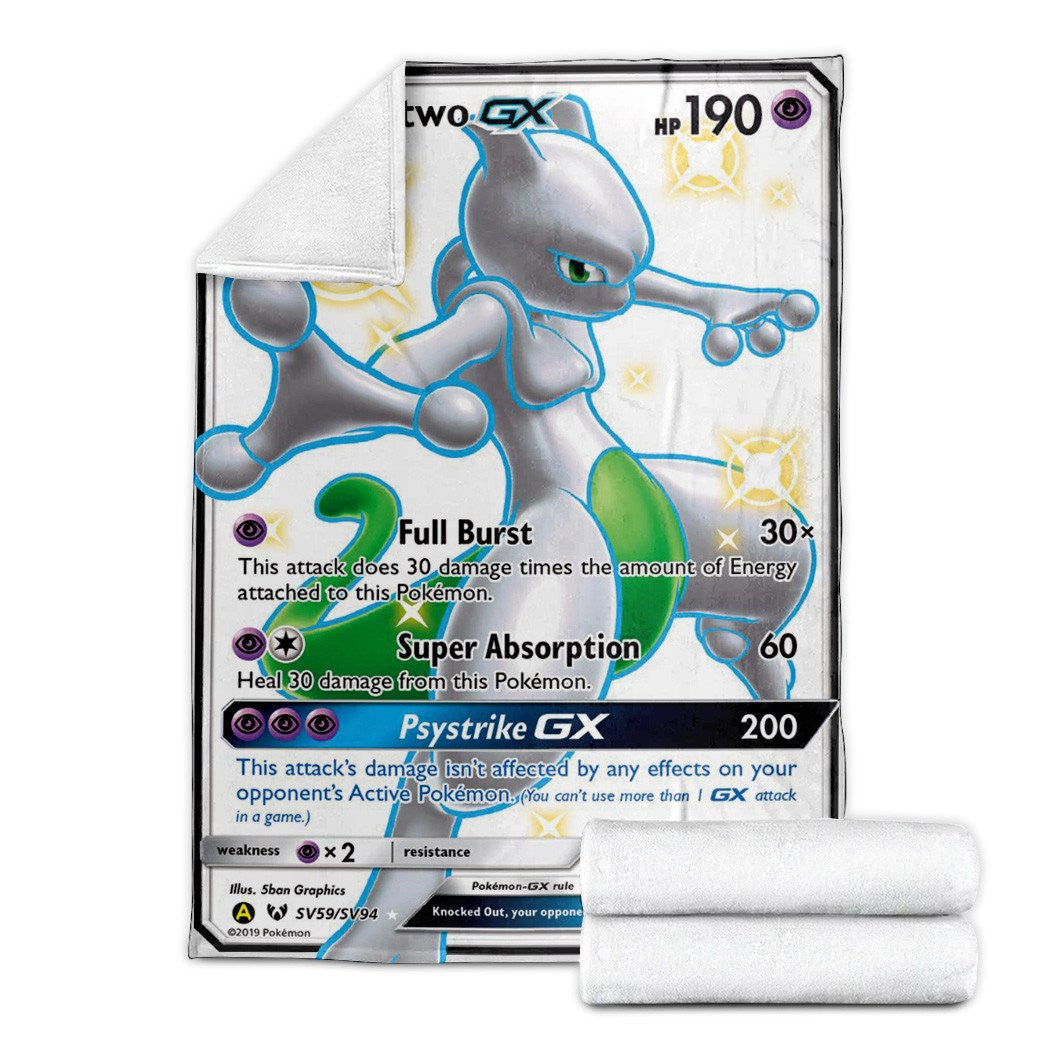 Anime Pkm Mewtwo Shining Legends Custom Soft Blanket