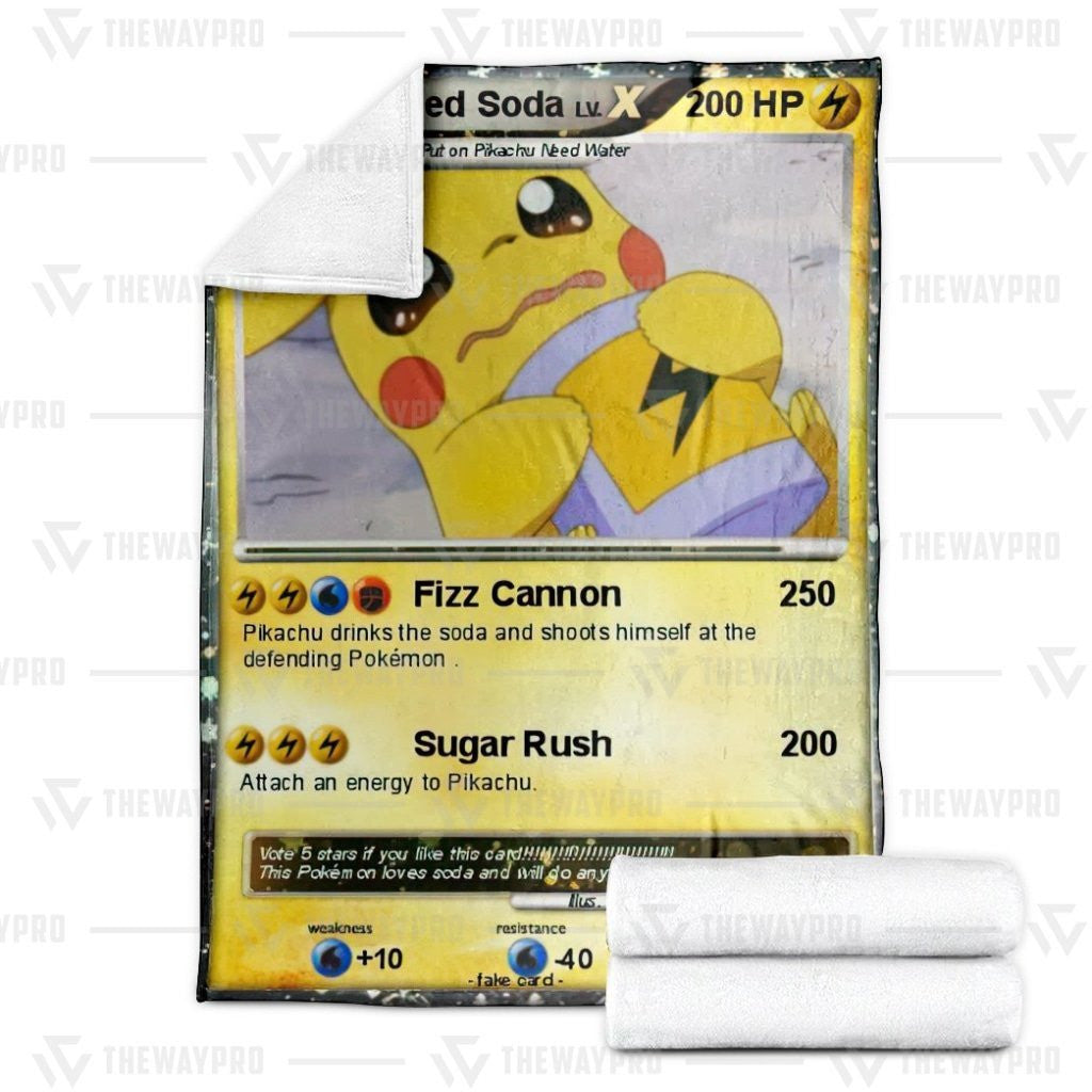 Anime Pkm Pikachu Need Soda Custom Soft Blanket