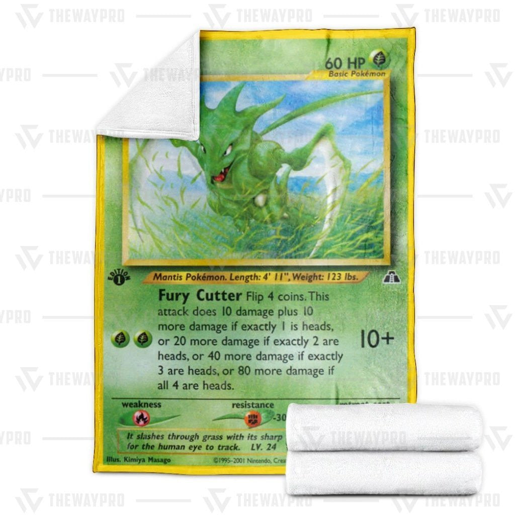 Anime Pkm Scyther 1St Edition Custom Soft Blanket