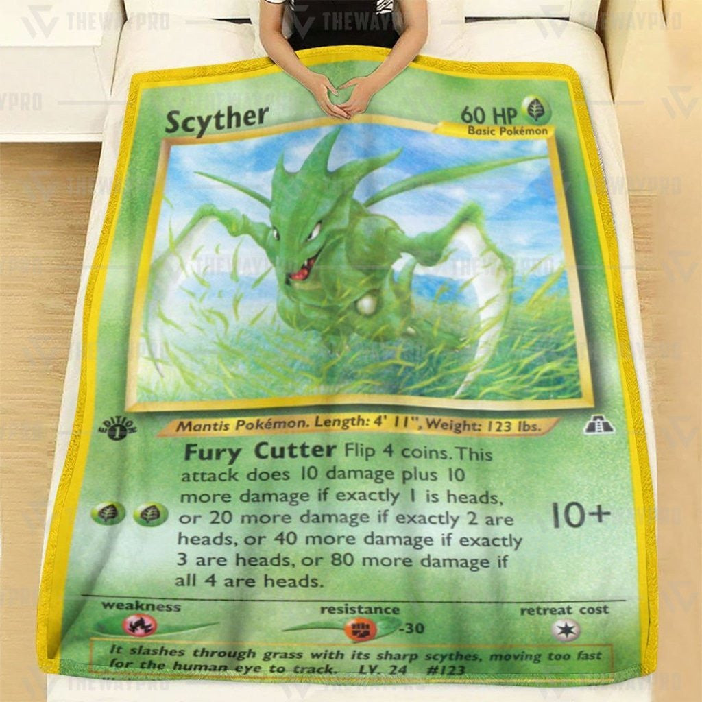 Anime Pkm Scyther 1St Edition Custom Soft Blanket