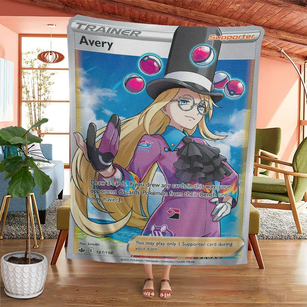 Anime Pkm Avery Trainer Custom Soft Blanket