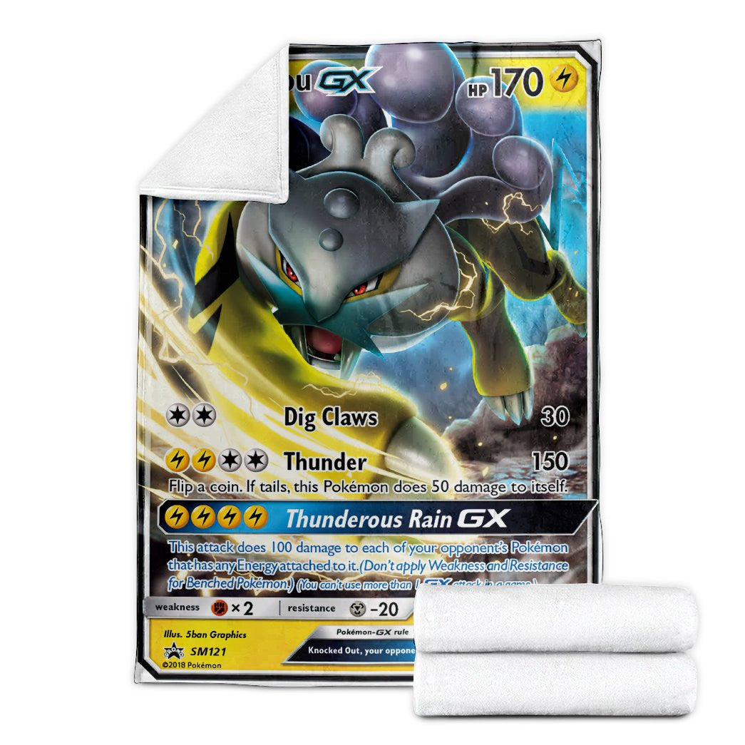 Anime Pkm Raikou Gx Sun & Moon Promos Custom Soft Blanket