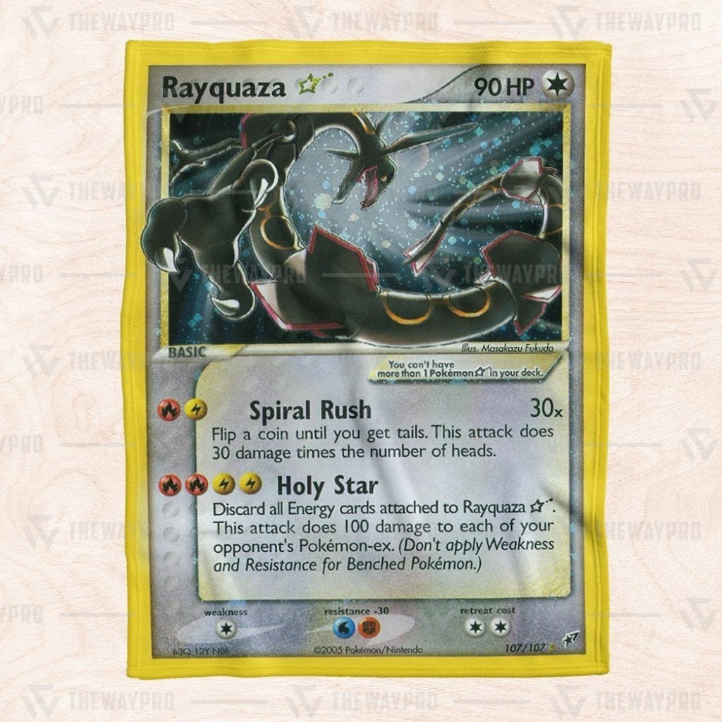 Pkm Rayquaza Card Custom Soft Blanket