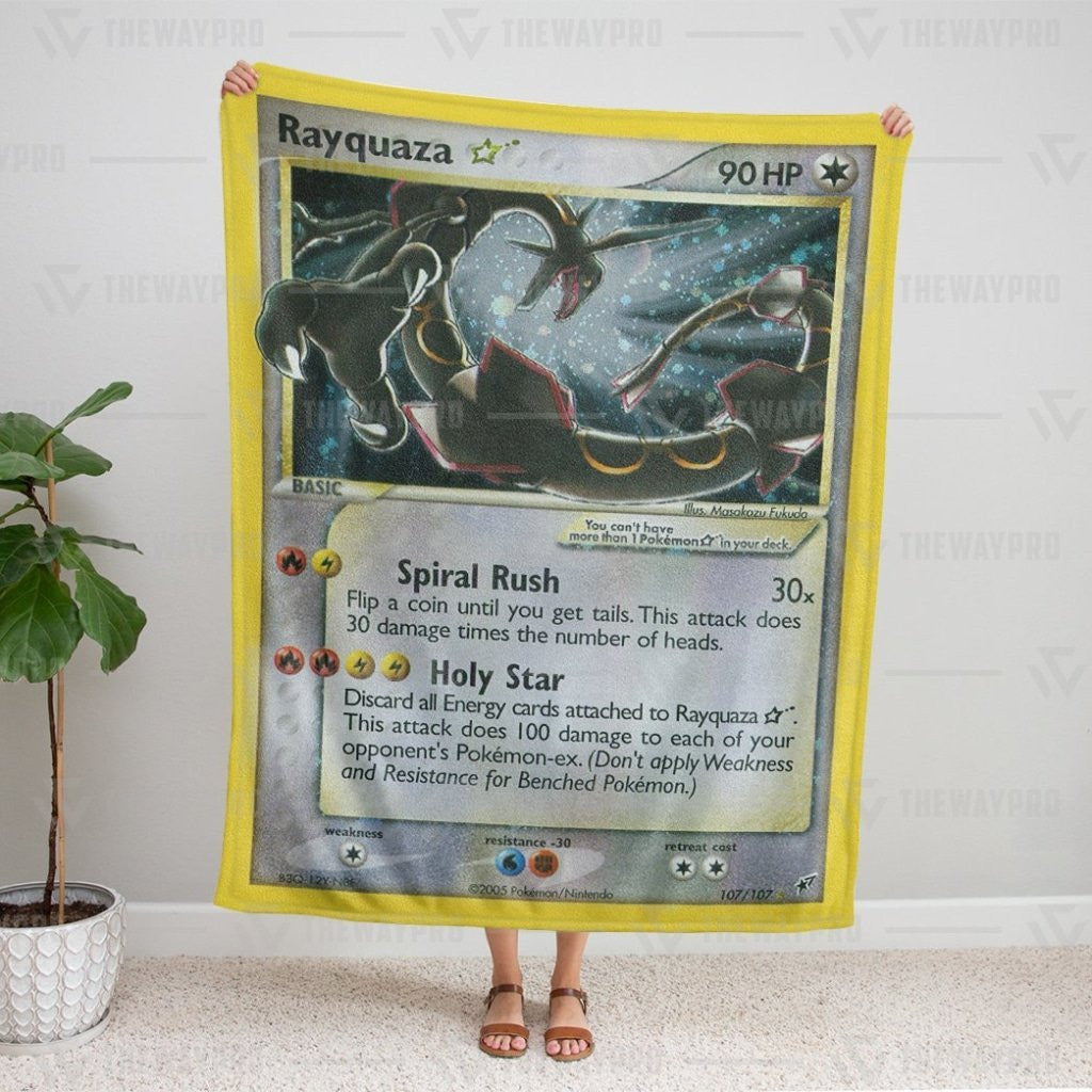 Pkm Rayquaza Card Custom Soft Blanket