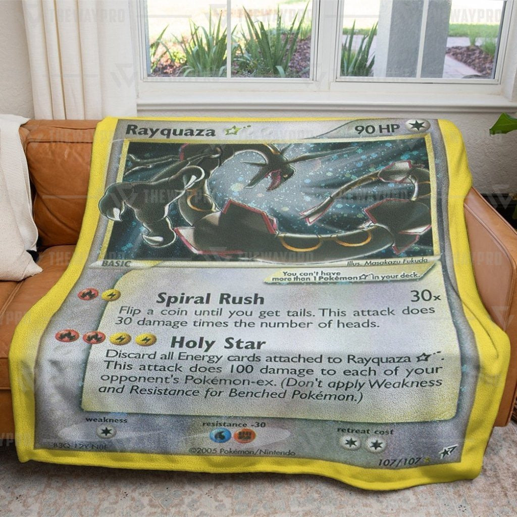 Pkm Rayquaza Card Custom Soft Blanket