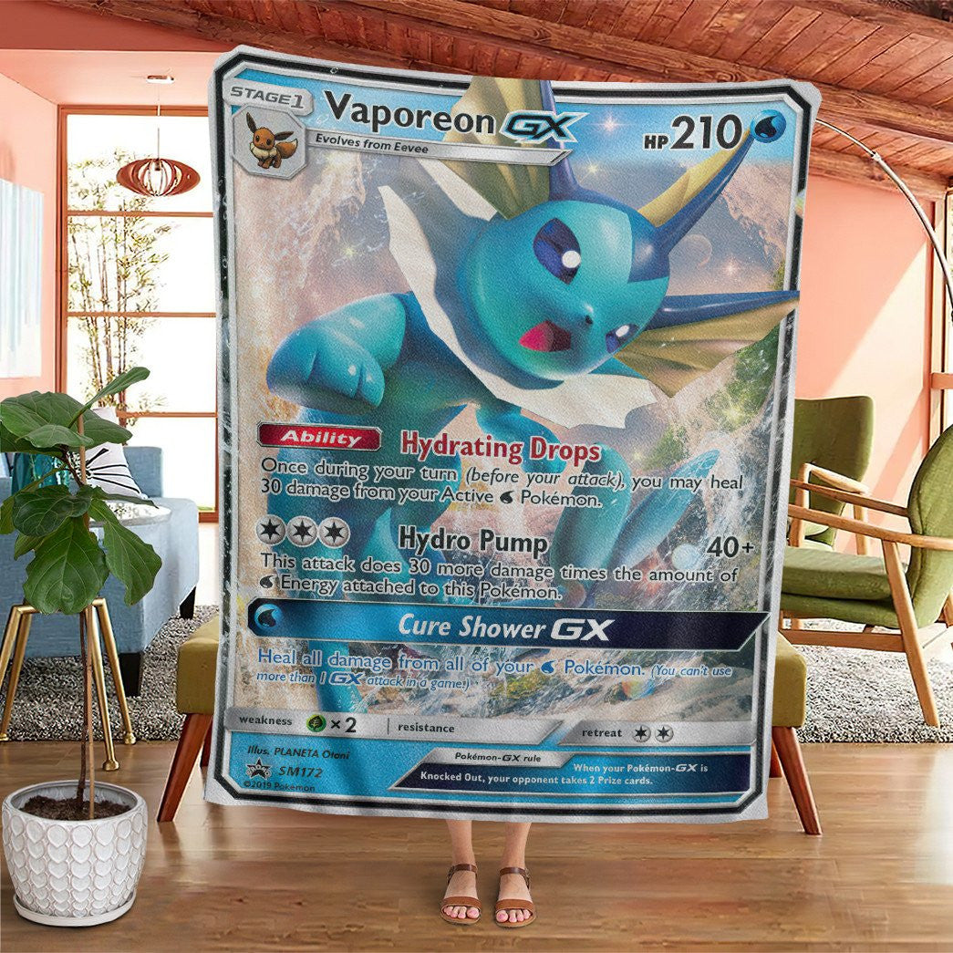 Anime Pkm Vaporeon-Gx Sun & Moon Promos Custom Soft Blanket