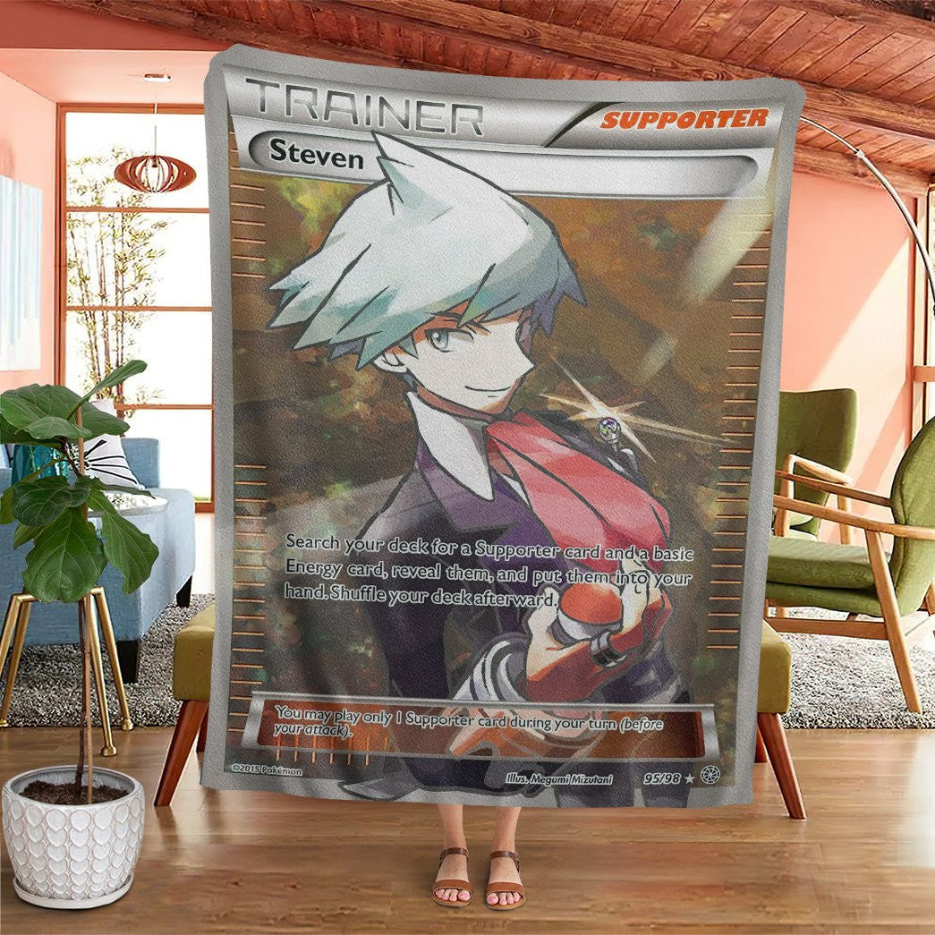 Anime Pkm Steven Trainer Custom Soft Blanket