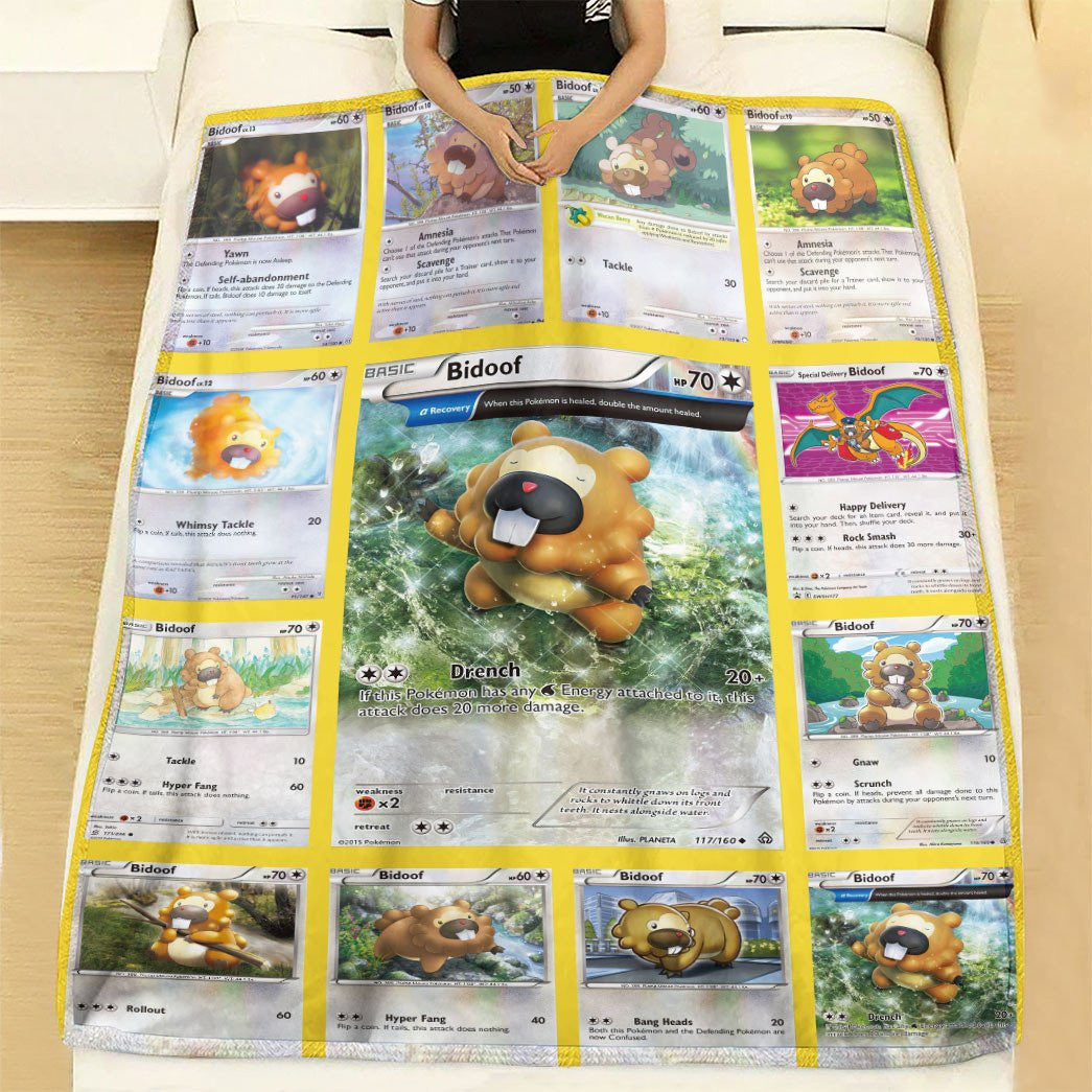 Anime Pkm Bidoof Cards Custom Soft Blanket