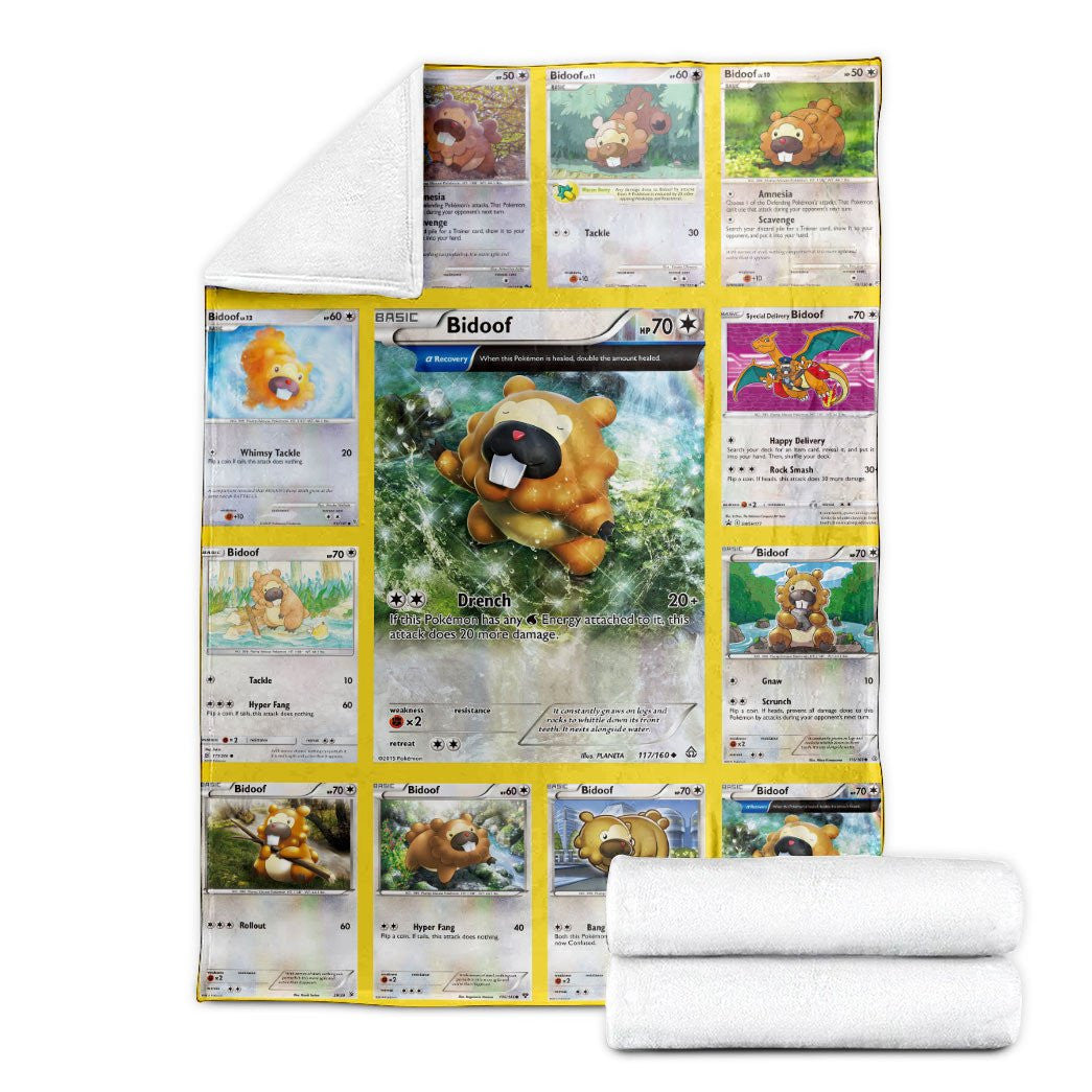 Anime Pkm Bidoof Cards Custom Soft Blanket