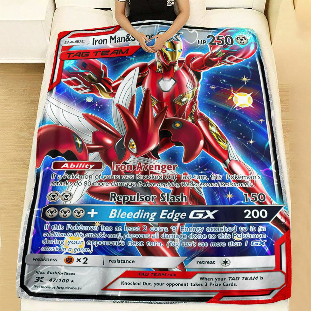 Anime Pkm Im & Scizor Tag Team Custom Soft Blanket