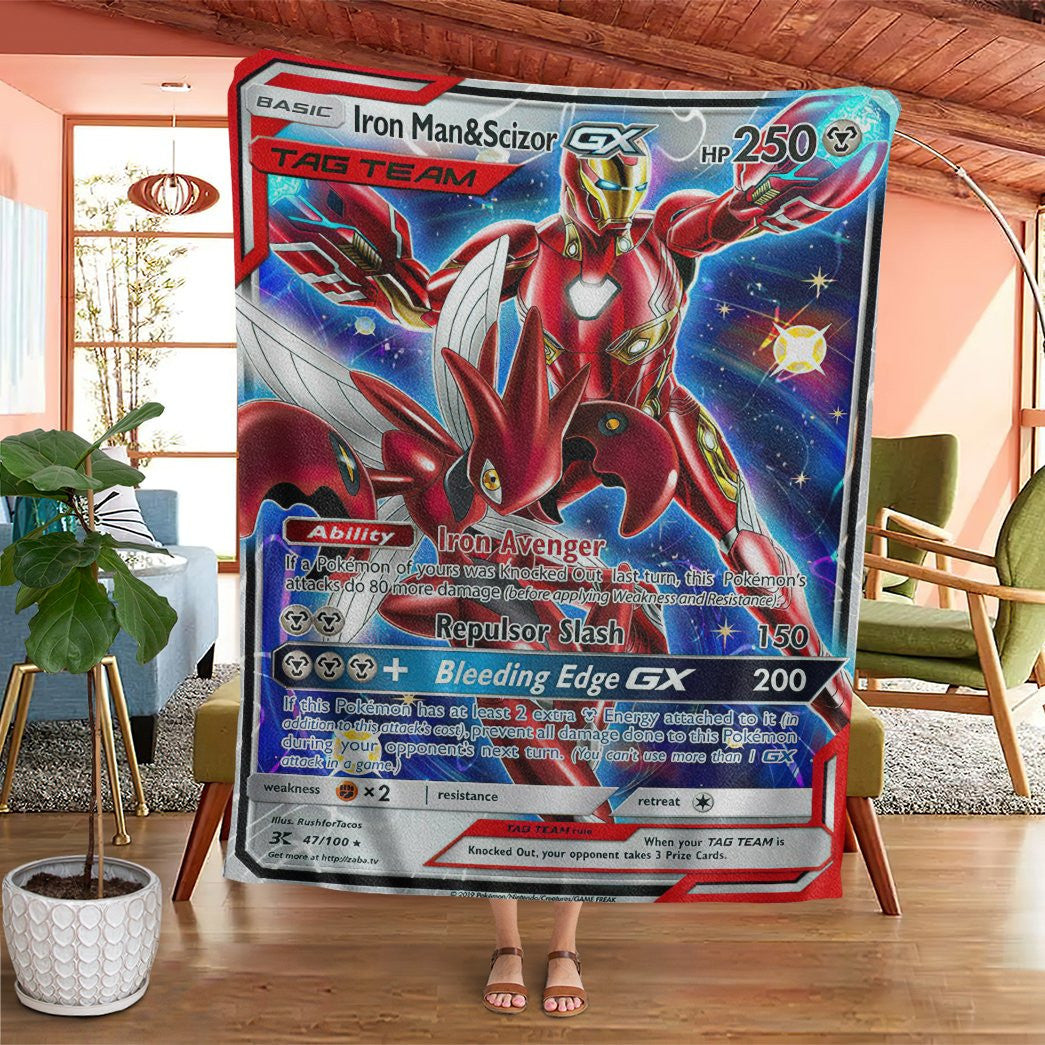 Anime Pkm Im & Scizor Tag Team Custom Soft Blanket