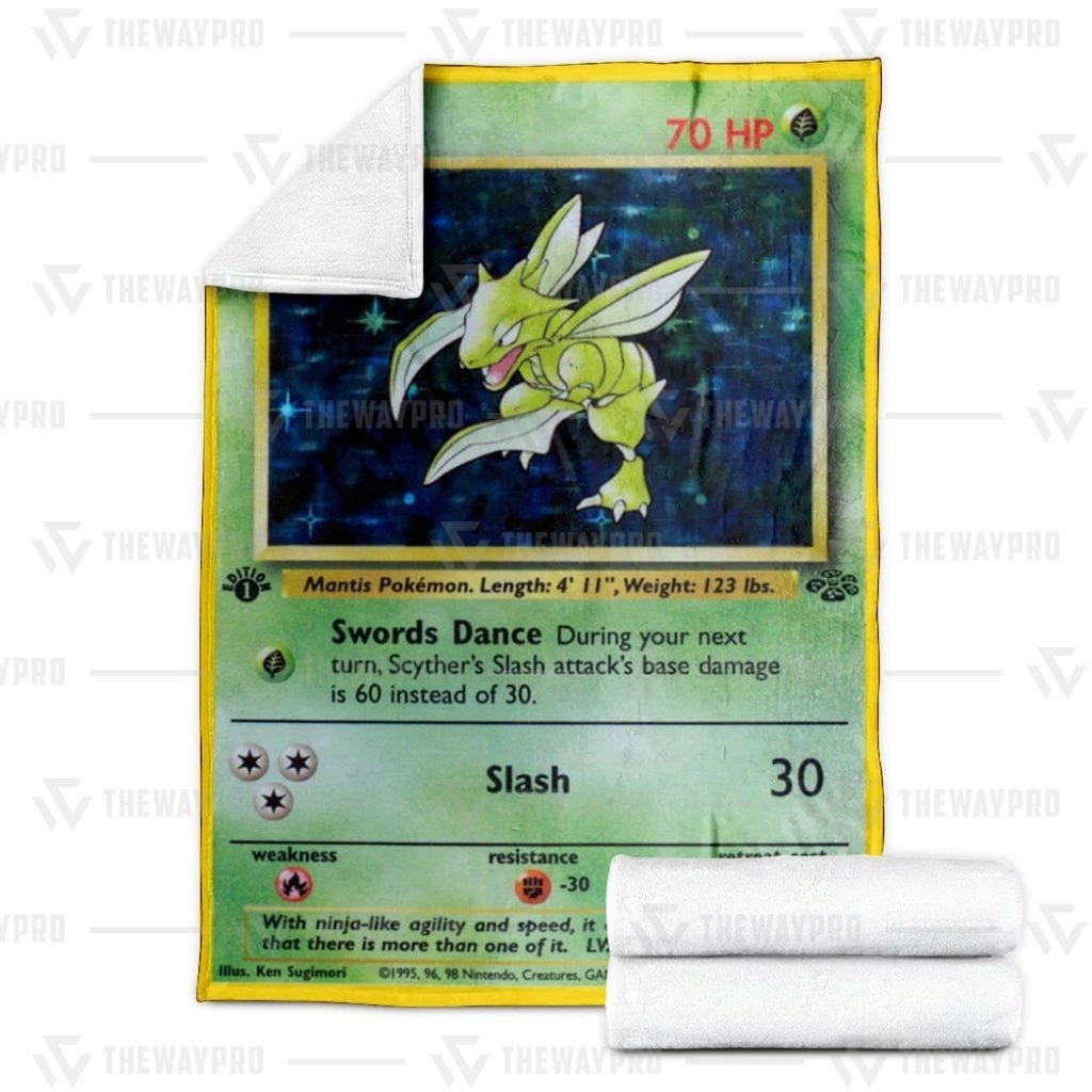 Anime Pkm Scyther Holo 1St Edition Custom Soft Blanket