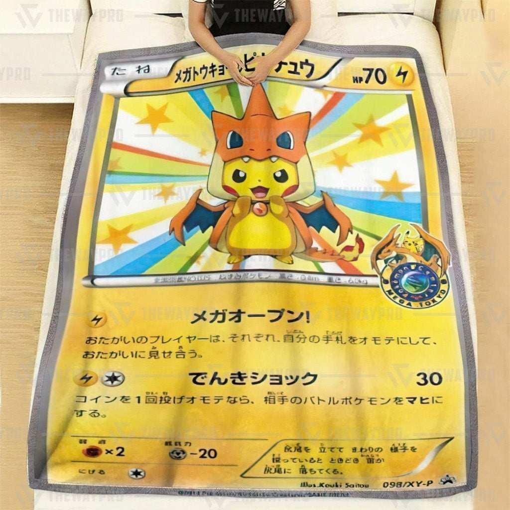 Anime Pkm Mega Toky Pikachu Custom Soft Blanket