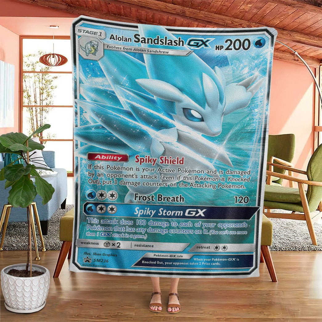 Anime Pkm Alolan Sandslash-Gx Sun & Moon Promos Custom Soft Blanket