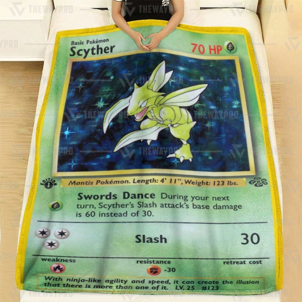 Anime Pkm Scyther Holo 1St Edition Custom Soft Blanket