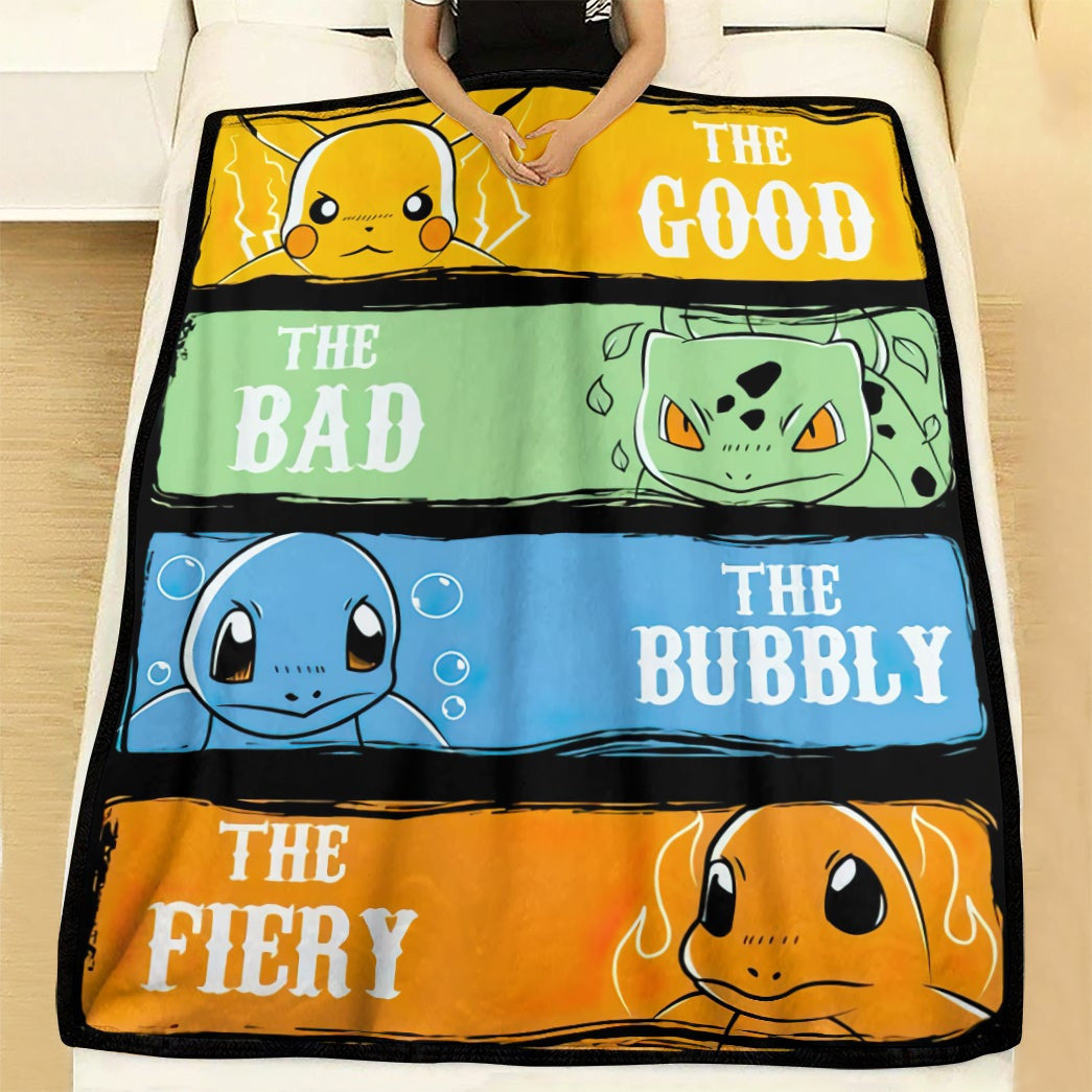 Anime Pkm The Good Bad Bubbly Fiery Custom Soft Blanket