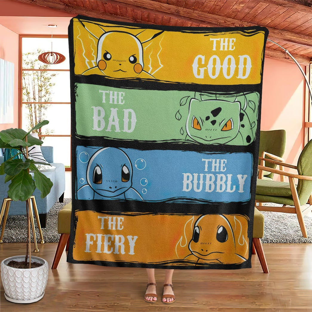 Anime Pkm The Good Bad Bubbly Fiery Custom Soft Blanket