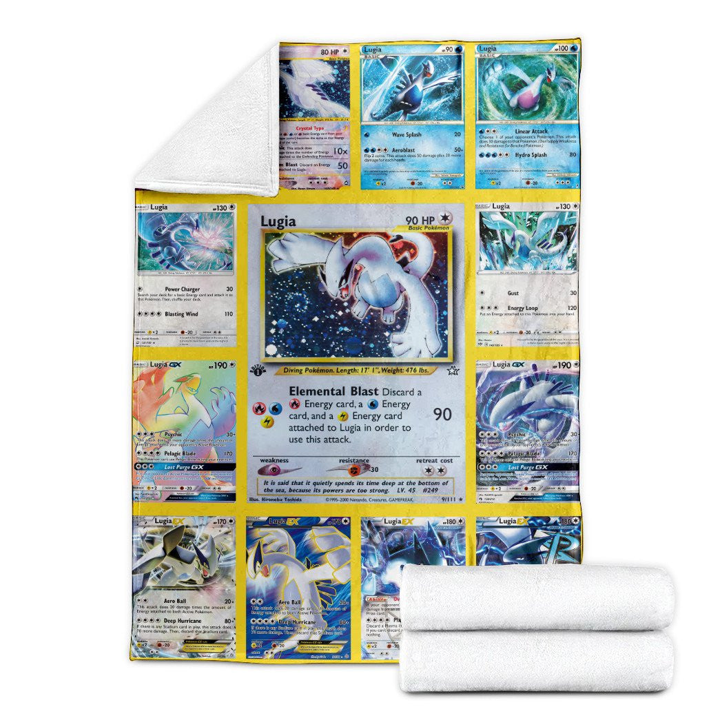 Anime Pkm Lugia Cards Version 2 Custom Soft Blanket