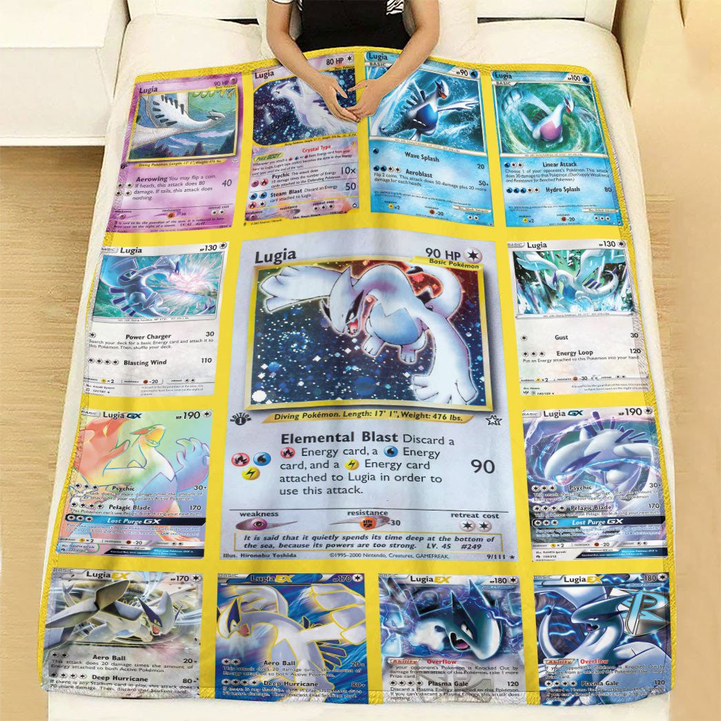 Anime Pkm Lugia Cards Version 2 Custom Soft Blanket