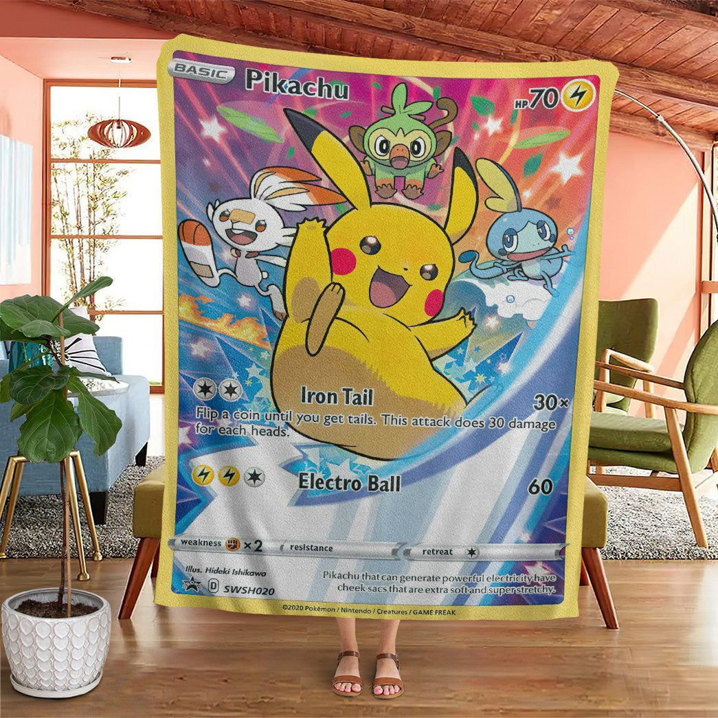 Anime Pkm Pikachu Sword & Shield Promos Custom Soft Blanket