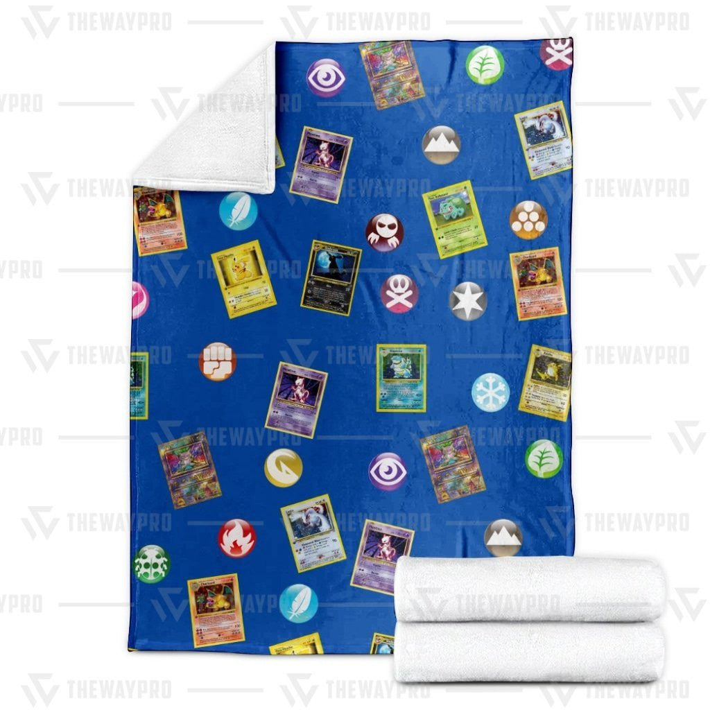 Anime Pkm Cards And Elements Custom Soft Blanket